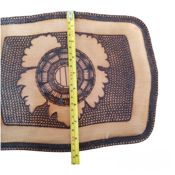 Primitive Wood Serving Tray Pyrography Burned Décor Plate Albania – Signed - Picture 10 of 11